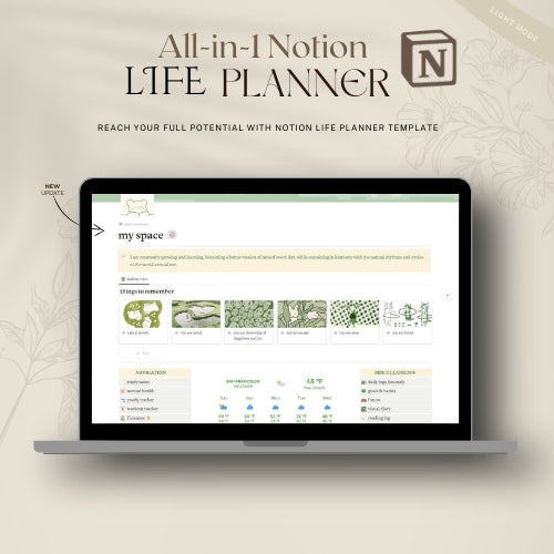 Aesthetic Green 2024 Animated Notion Planner